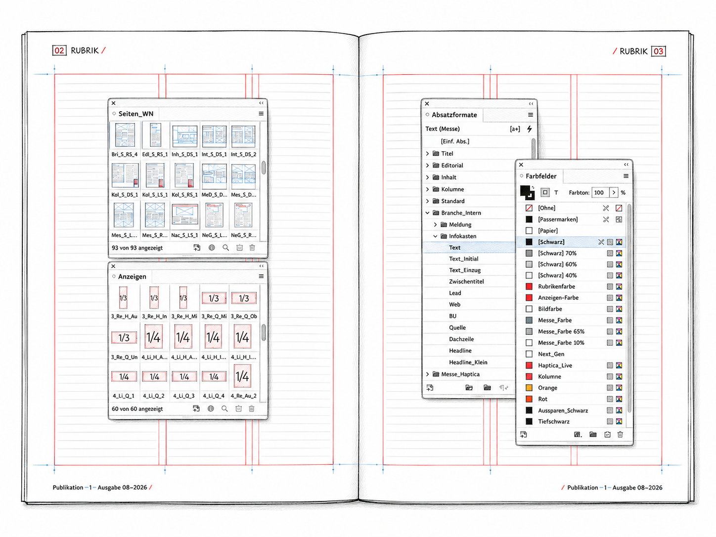 RED-IO Template mit Bibliotheken, Absatzformaten und Farbfeldern